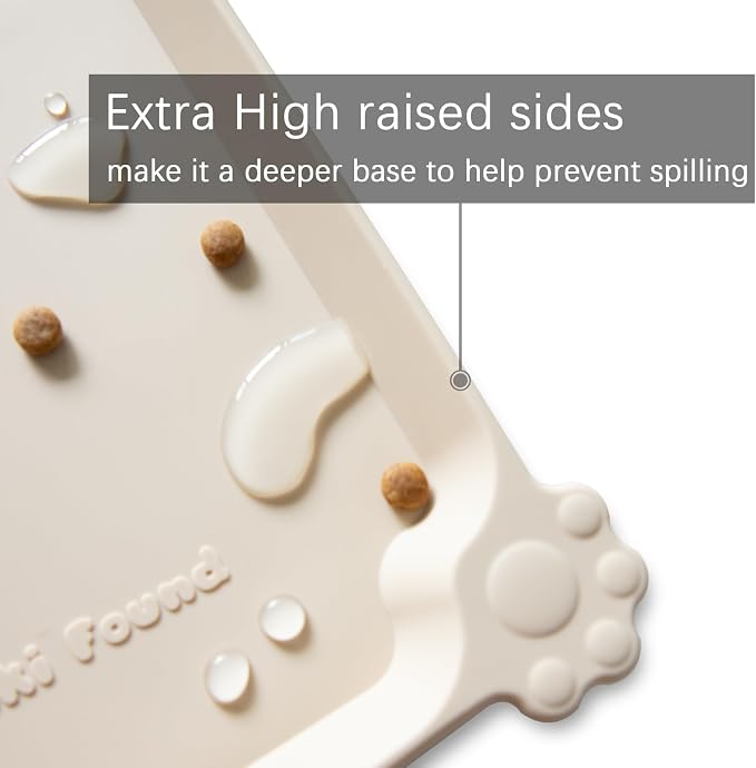 Hoki Found L Silicone Non Slip Pet Dog Cat Bowl Mats - Waterproof Dog Cat Food Mats for Carpet - PapayaWhip - Image 2