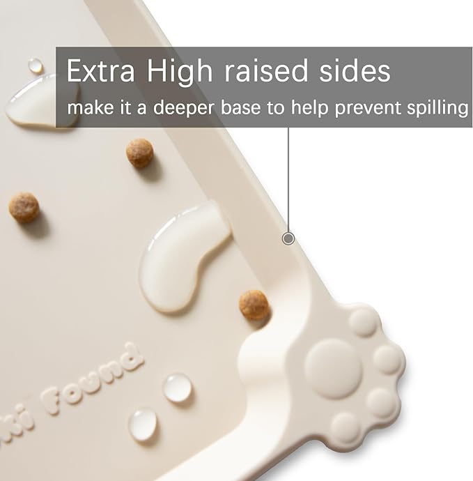 Hoki Found X-Large Non Slip Silicone Pet Food Mats - Tray for Dog Cat Bowl - Waterproof Dog Cat Food Mats for Carpet - Papayawhip - Image 2