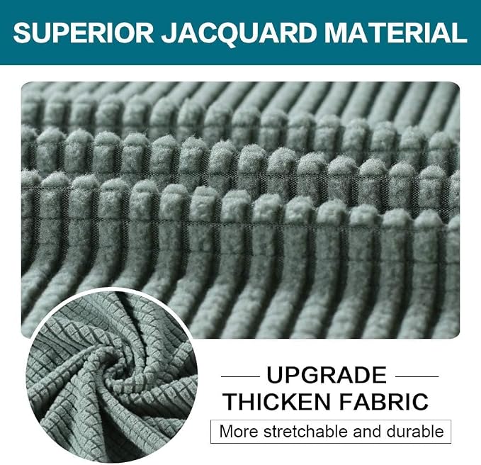Turquoize 4 Piece Sofa Covers for 3 Cushion Couch Sofa Slipcover Soft Couch Cover for Dogs Washable Furniture Cover with 3 Individual Large Cushion Covers Feature Fabric (Large Sofa, Dark Cyan) - Image 3