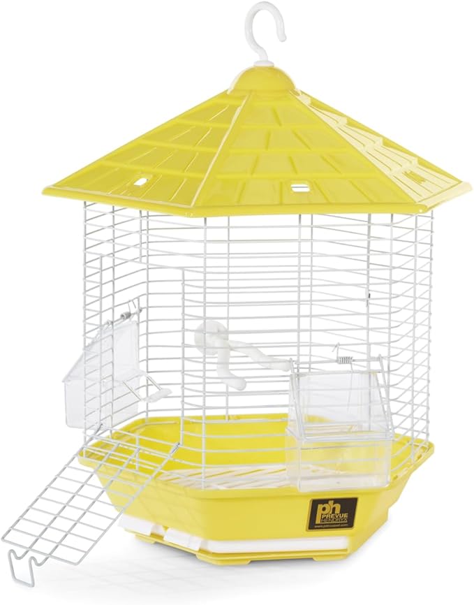 Prevue Pet Products Bali Bird Cage - Small Cage for Parakeets, Finches, Lovebirds, and Other Similarly Sized Small Birds, Compatible with Stand, Clear Visibility - Yellow by PrevuePetProducts