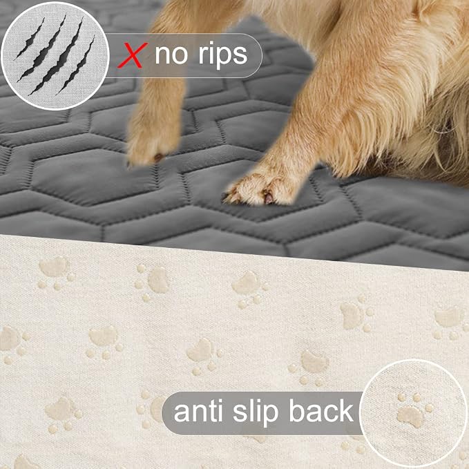 Tcksstex Waterproof and Non-Slip Dog Bed Cover and Pet Blanket Sofa Pet Bed Mat ，car Incontinence Mattress Protectors Furniture Couch Cover for Most Cats Dogs,Pets（52x82-Dark Grey） - Image 3