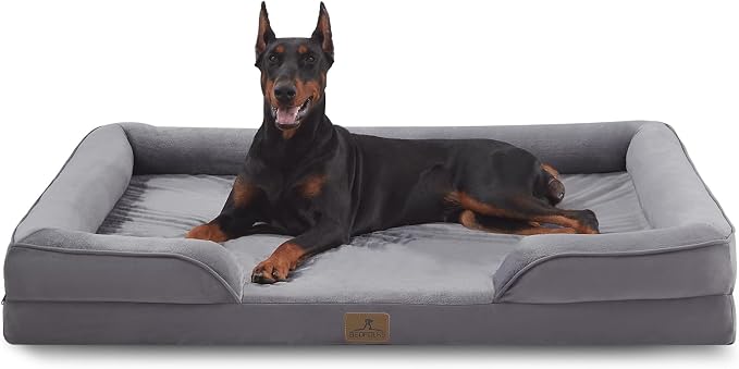 Bedfolks Orthopedic Dog Bed XXL, Waterproof Dog Sofa Bed for Giant Dogs, Egg Foam Pet Couch Bed with Removable Washable Cover and Nonslip Bottom, Dark Grey by Bedfolks