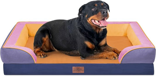 Comfort Expression Orthopedic Dog Bed for Extra Large Dogs with Bolster | Waterproof Dog Couch Bed with Washable Cover & Non-Slip Bottom, Supportive Egg Crate Foam XL Pet Bed, 45x35 Inch by ComfortExpression
