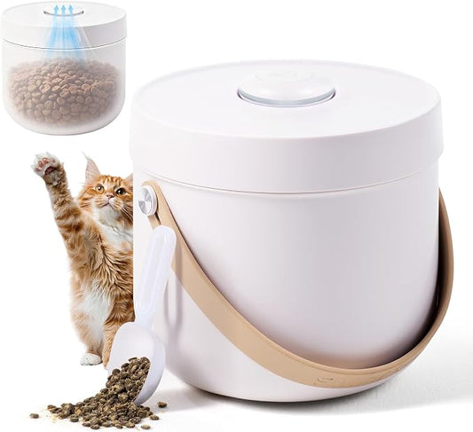 smartoo Vacuum Cat Dog Food Storage Container 5 lb, Dry Pet Food Storage | 5.3 Qt Airtight Cat Food Storage Container with One-Button Easy Use, Magnetic Scoop Incl., BPA-Free, Durable, Rechargeable by smartoo
