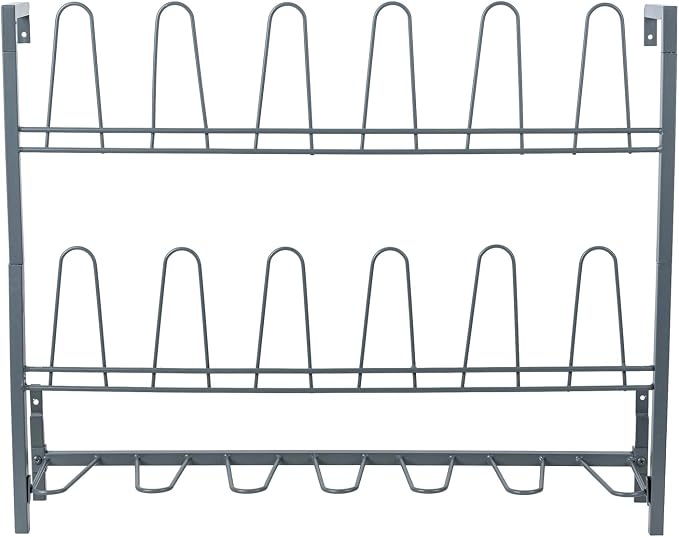 MyGift Premium Urban Gray Metal Hanging Shoe Rack for Walk in Closet, Mudroom and Entryway, Wall Mounted Space Saving Organizer for Shoes and Boots, Holds 9 Pairs - Image 7