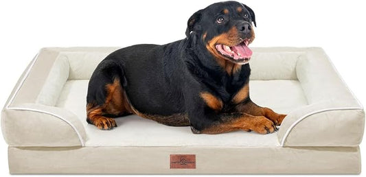 Comfort Expression Orthopedic Dog Bed for Extra Large Dogs with Bolster | Waterproof Dog Couch Bed with Washable Cover & Non-Slip Bottom, Supportive Egg Crate Foam XL Pet Bed, 48x30 Inch by ComfortExpression