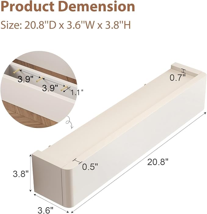 CycleCrew Solid Wood Wall Mounted Coat Rack with Shelf Hooks - Modern Floating Shelves with 5 Hidden Hooks, Heavy Duty Entryway Coat Key Holder Hanger for Hallway Bathroom Bedroom Home Decor - Image 6