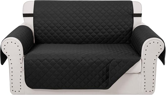 Luxshare Home Reversible 45" Small Loveseat Sofa Covers, Black/Black | Loveseat Covers for Dogs Water Repellent, Friendly Furniture Protector with Elastic Straps for Living Room by LuxshareHome
