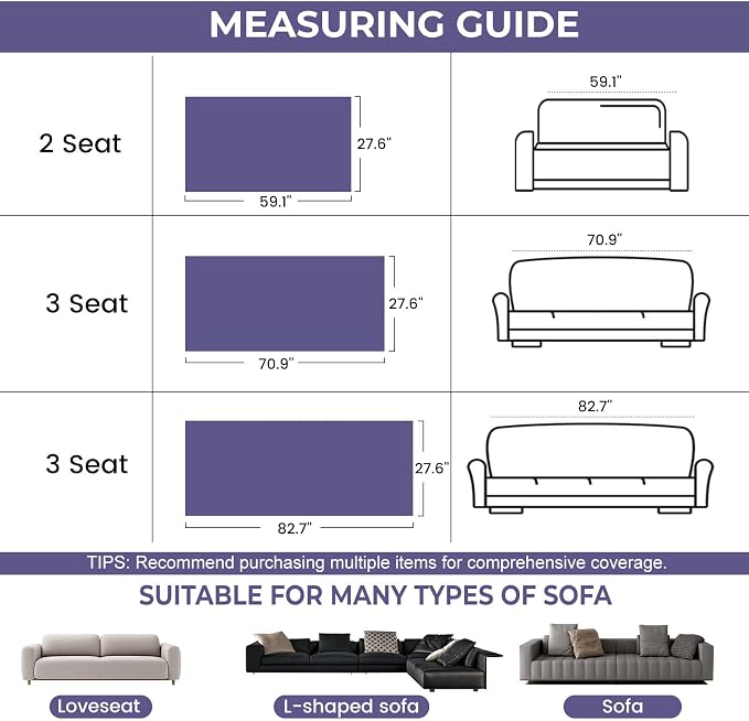 STACYPIK Light Gray Dogs Couch Cover, Thick Non Slip Sofa Cover for 2 Cushion Couch, Washable Fuzzy Pet Friendly Geometric Furniture Protector, Multi-use Dog Mat for Couches and Sofas-27.6x59.1IN - Image 4