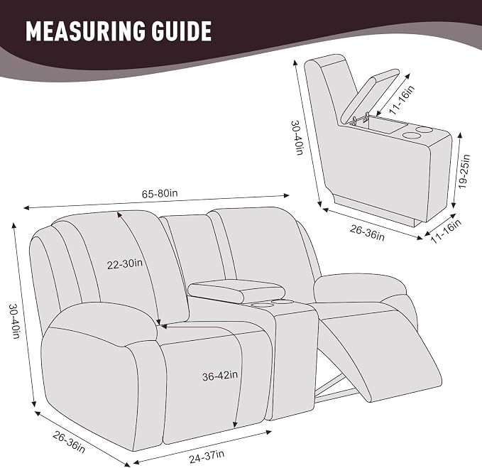 KinCam Loveseat Recliner Covers with Middle Console Slipcover, Dark Coffee | Stretch Recliner Sofa Covers for 2 Seat Couch Cover, Jacquard Furniture Protector Covers with Elastic Bottom for Kids, Pets - Image 6