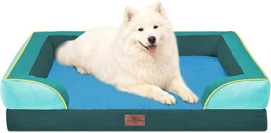 Comfort Expression Orthopedic Dog Beds for Large Sized Dog with Bolster | Waterproof Dog Couch Bed with Washable Cover & Non-Slip Bottom, Supportive Egg Crate Foam Large Pet Bed, 36x27 Inch by ComfortExpression