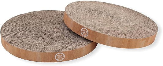 Necoichi Cat Scratcher Bowl Replacement for Indoor Cats - Cat Scratching Lounger with Reversible Usability and Extra Comfort for Lounge, Cardboard Bed Couch / (Regular, Oak) by NECOICHI