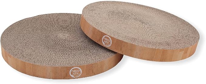 Necoichi Cat Scratcher Bowl Replacement for Indoor Cats - Cat Scratching Lounger with Reversible Usability and Extra Comfort for Lounge, Cardboard Bed Couch / (Regular, Oak) by NECOICHI