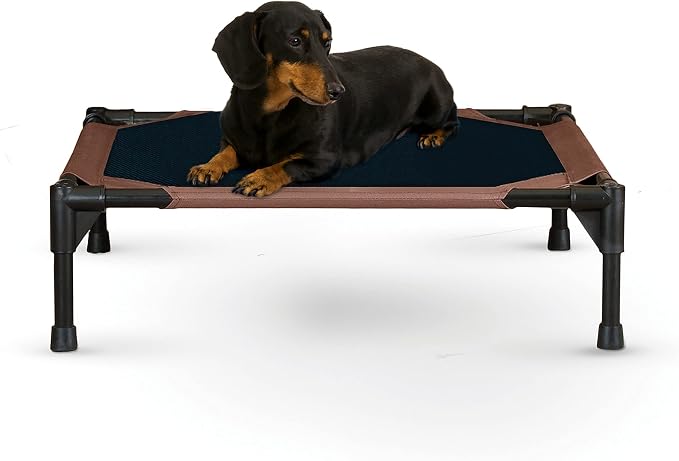 K&H Outdoor Elevated Dog Bed - Cooling Raised Dog Bed for Small Pets, Breathable Mesh Center Hammock Design, Indoor/Outdoor Washable Cover, Portable Metal Frame, Green, Small 22x17in by KHPetProducts