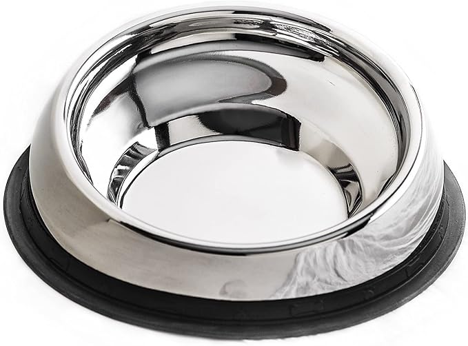 Enhanced Pet Bowl – Slanted Stainless Steel Dog Bowl for Breeds Like Bulldogs, Pugs – Raised Back, No-Spill, Reduces Gas & Mess – Medium Size, Non-Slip, Food-Grade - Does Not Ship from China by EnhancedPetProducts%C2%AE