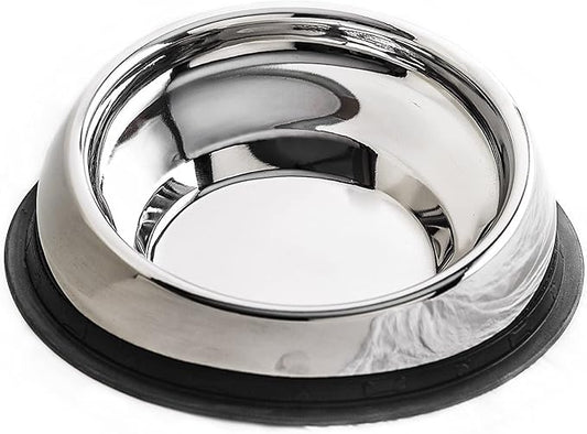 Enhanced Pet Bowl – Slanted Stainless Steel Dog Bowl for Breeds Like Bulldogs, Pugs – Raised Back, No-Spill, Reduces Gas & Mess – Medium Size, Non-Slip, Food-Grade - Does Not Ship from China by EnhancedPetProducts%C2%AE