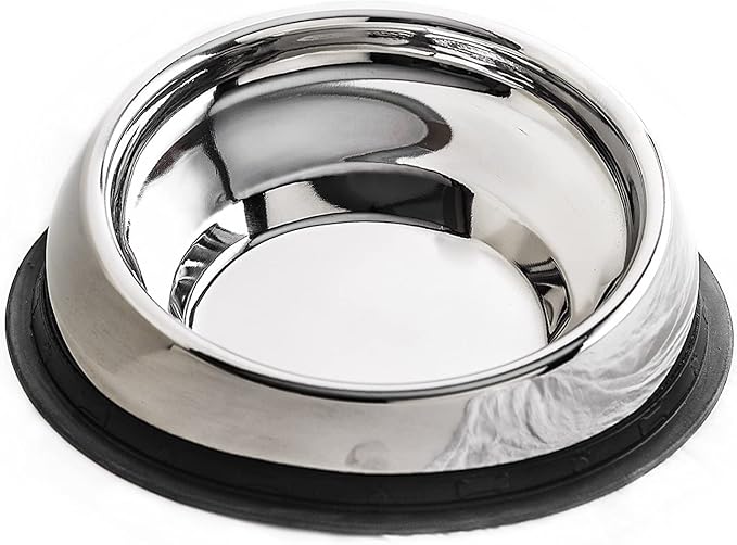 Enhanced Pet Bowl, Stainless Steel Slanted Dog Bowl with Raised Ridge for Flat-Faced Dog Breeds or Cats, Food-Grade Non-Slip No Spill Bowl for Dogs, Less Mess, Less Gas, and Better Digestion (Small) by EnhancedPetProducts%C2%AE