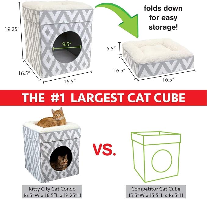 Kitty City Indoor Cat Cube Furniture, White Cube - Image 3