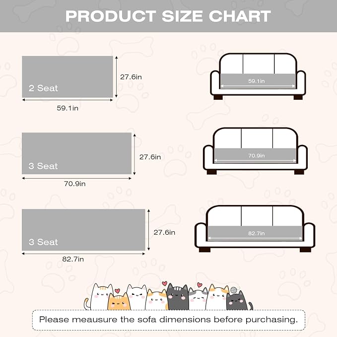 Fuzzy Couch Cover for Dog, Modern White Grey Checkered Couch Cushion Cover | Non Slip Couch Cover for 2 Cushion Couch Sofa Pet Friendly, Washable Sofa Cover Durable Anti-pilling Furniture Protector - Image 2