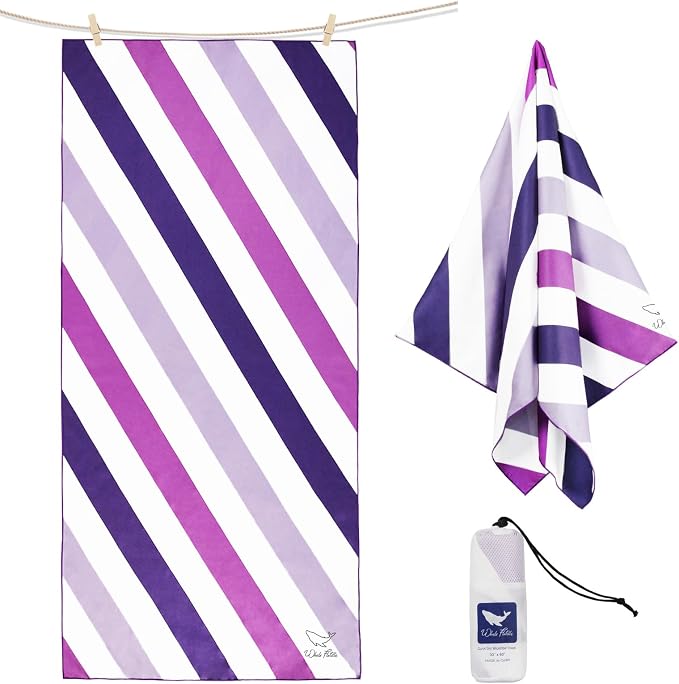 Whale Flotilla Large Quick Dry Beach Towel (30"x60"), Microfiber Sand-Free Beach Towels, Super Absorbent Compact Pool Travel Accessories, Purple by WHALEFLOTILLA