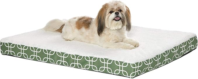 MidWest Homes for Pets Orthopedic Dog Bed w/Removable Dog Bed Cover ft. Teflon Fabric Protector, Large Dog Breed, 30 x 40 Inch, Green/White Geometric Pattern - Image 3