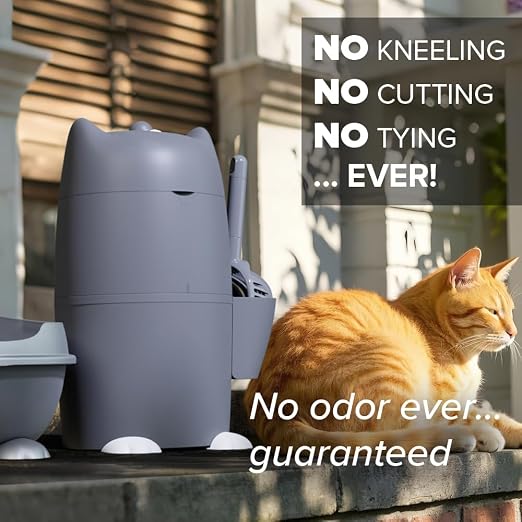 Red Rocket Pets Cat Litter Trash Can Kitty Twister Plus Pack Grey, 12x Refills Bags and 6X Charcoal Sachets, No Smell Litter Storage Container, Litter Disposal System - Image 4