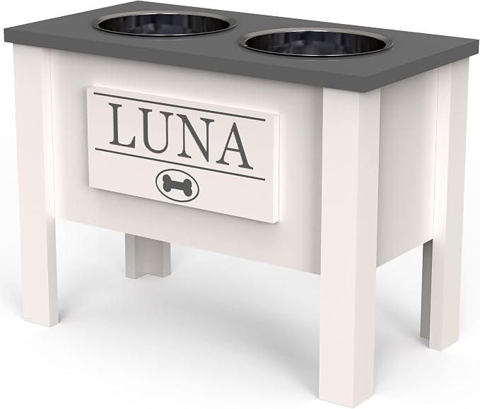 Elevated Dog Bowls for Large Dogs, Personalized Food Stand for Large Breed | Farmhouse Style, Elevated Wood Stand, Storage Container, Stainless Steel Bowls, Raised Anti-Slip Feeder, Made in USA - Image 3