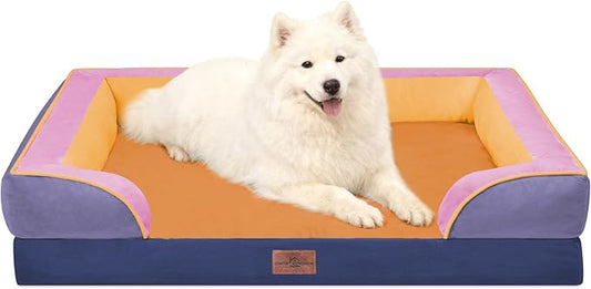 Comfort Expression Orthopedic Dog Beds for Large Sized Dog with Bolster | Waterproof Dog Couch Bed with Washable Cover & Non-Slip Bottom, Supportive Egg Crate Foam Large Pet Bed, 36x27 Inch by ComfortExpression