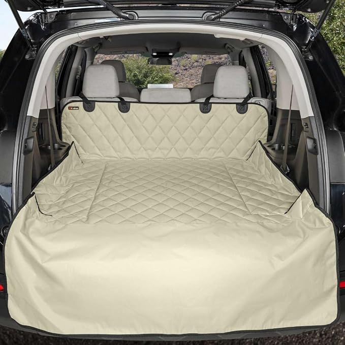 4Knines SUV Cargo Liner for Dogs – Dog Trunk Cover – Heavy-Duty, Waterproof Pet Seat Protector – Durable Cargo Liners for Dogs – USA-Based Company - Extra Large (Tan) by 4Knines