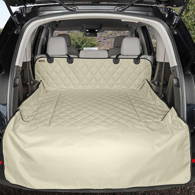 4Knines SUV Cargo Liner for Dogs – Dog Trunk Cover – Heavy-Duty, Waterproof Pet Seat Protector – Durable Cargo Liners for Dogs – USA-Based Company - Small (Tan) by 4Knines