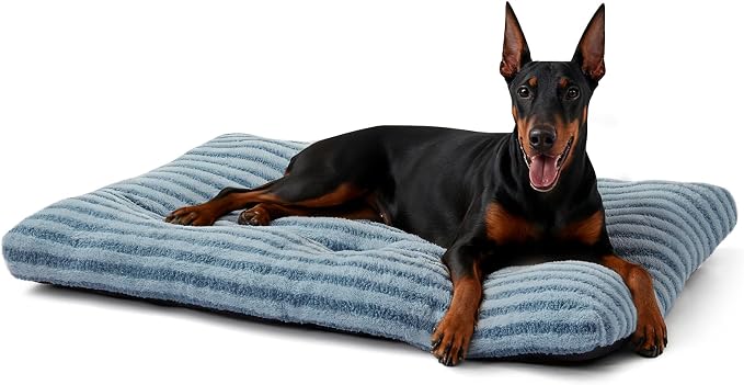 FURTIME Washable XXL Dog Bed for Extra Large Dogs, Giant Dog Crate Beds | Comfy Fluffy Kennel Pad Anti-Slip Pet Sleeping Mat, Machine Washable Dogs Pillow, 47"x29"x4", Blue by FURTIME