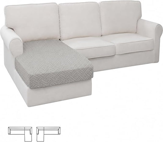 XINEAGE Chaise Cover for L Shaped Sofa,Sectional Couch Covers for Pets,Non Slip Sofa Seat Cover Washable,Sofa Slipcovers with Elastic Bottom(1 Piece Chaise Cover,Sliver Grey) by XINEAGE