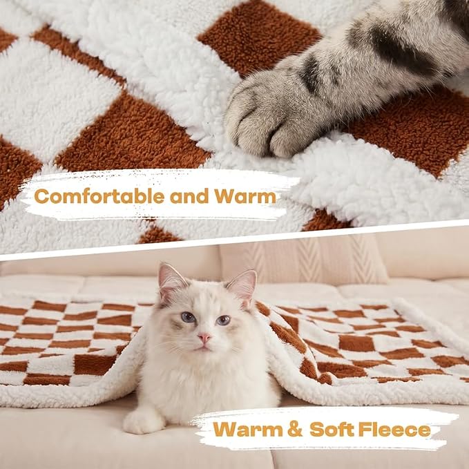 Waterproof Pet Blanket,Dog Bed Covers Couch Sofa Stylish Jacquard Pets Throw Blankets for Puppy Cats Washable Reversible Furniture Protection Covers (Coffee Check,L) - Image 6