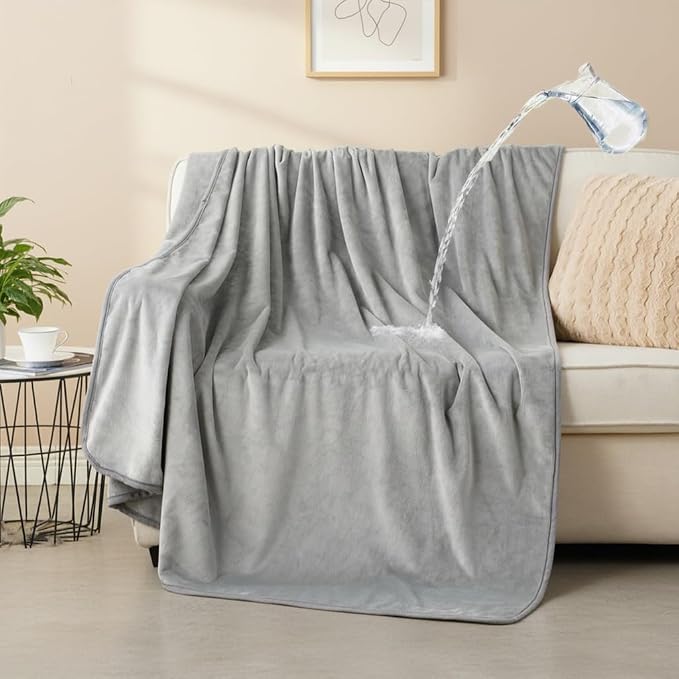 Waterproof Pet Blanket for Small Dogs and Cats | Reversible Flannel Fleece Throw Blanket for Sofa Couch Puppy Leakproof, Washable Furniture Protector 30"x40",Light Grey - Image 8