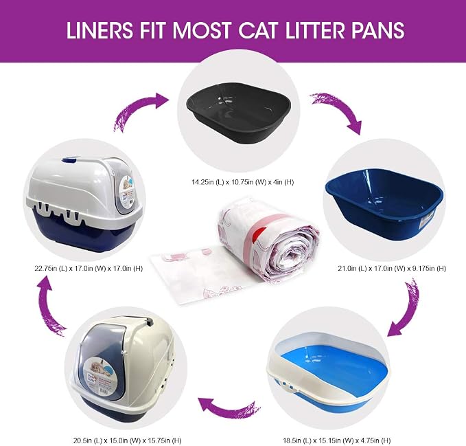 80 Count Fresh Kitty Litter Box Liners Super Thick, Durable, Easy Clean Up Jumbo Drawstring Scented Litter Pan Liners, Bags for Pet Cats - Image 5