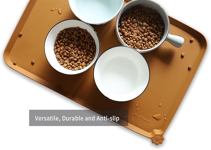 Hoki Found L Silicone Non Slip Pet Dog Cat Bowl Mats - Placemat - Feeding Mat - Waterproof - For Carpet - Butterscotch - Image 4