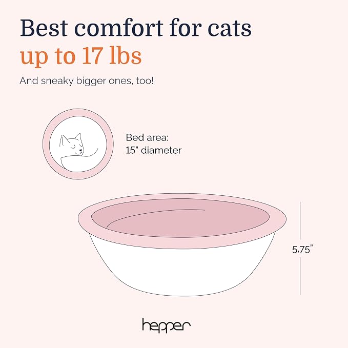 Hepper Cat Nest - Washable Cat Bed with Fleece Liner - Gray/Pink - Image 6