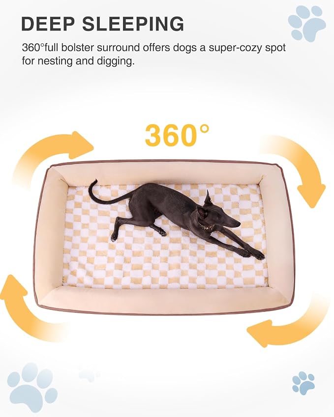 KSIIA Big Dog Bed for Large Dogs, Orthopedic Egg-Crate Memory Foam Pet Bed with Sides, Waterproof Lining and Non Slip Pet Couch with Removable Washable Cover, 36 x 27 Inch, Blue - Image 5