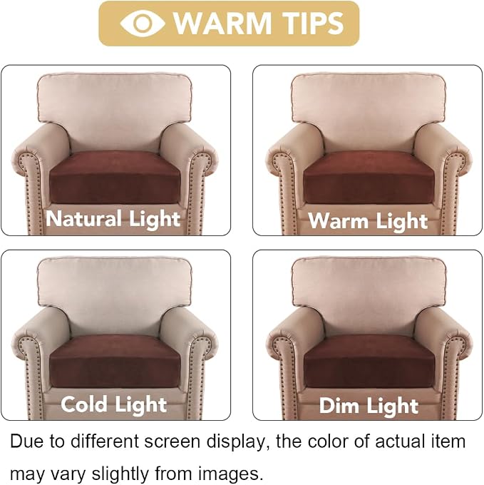 H.VERSAILTEX Velvet Stretch Couch Cushion Cover Plush Cushion Slipcover for Chair Cushion Furniture Protector Seat Cushion Sofa Cover (1 Piece Armchair Cushion Covers, Burnt Brick) - Image 6