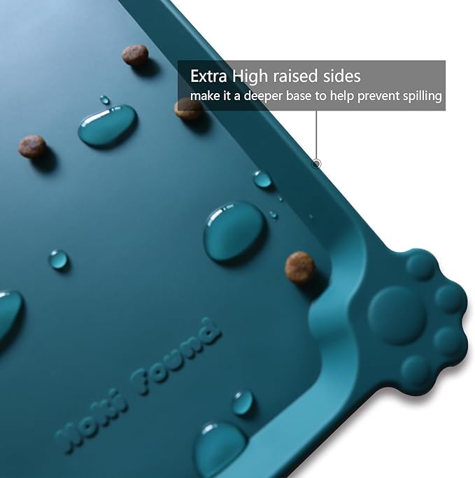 Hoki Found Large Silicone Pet Food Mats Tray - Non Slip Pet Dog Cat Bowl Mats Placemat - Dog Pet Cat Feeding Mat - Waterproof Dog Cat Food Mats -Pet Water Mats for Carpet - Sicilian Ocean - Image 2