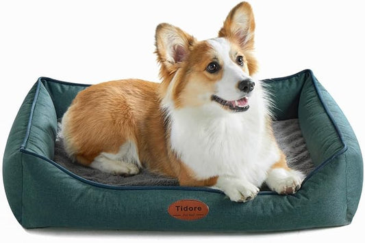 Tidore Orthopedic Dog Beds for Medium Dogs, Durable Egg Crate Foam Sofa Dog Bed wit Washable Removable Cover,Waterproof Lining,Pet Bed for Large Dogs (Olive Green, 31.5" L x 25.2" W x 7" Th) by Tidore