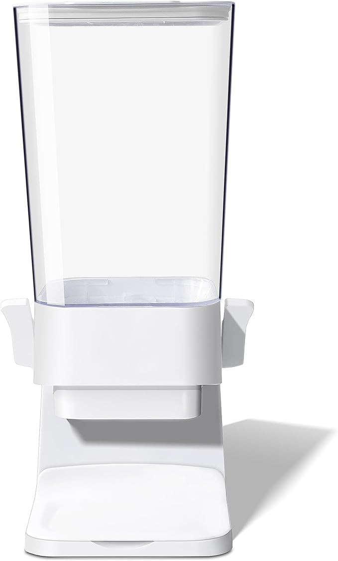 Cereal Dispenser Countertop, 5L Cereal Containers Storage Dispenser for Pantry, Large Dry Food Cereal Dispenser, Not Easy to Crush Cereal, Can Hold Oatmeal, Candy, Snack, Grain, Pet Food (White, 1Pc) by FHJP