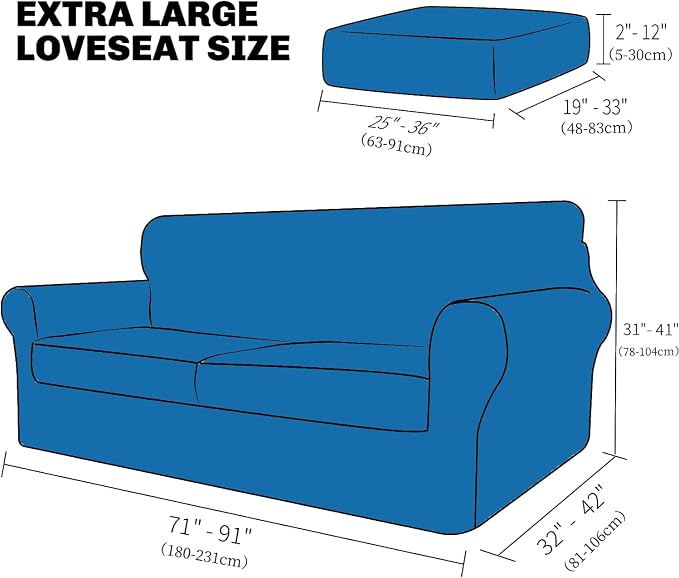 XINEAGE 2026 New 3 Pieces Couch Covers for 2 Extra Large Cushion Sofa Super Stretch Sofa Cover for 2 Large Seat Universal Loveseat Slip Cover for Living Room (Dark Gray), 71"-91"(2 Cushions) - Image 2