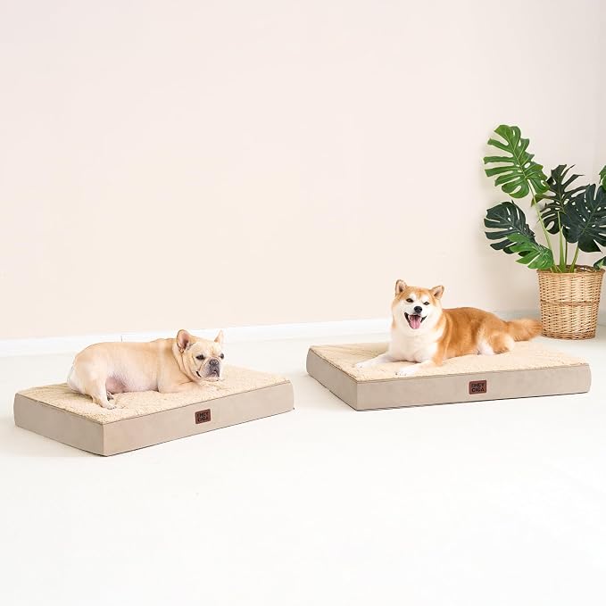EHEYCIGA Orthopedic Dog Bed with Removable Washable Cover, Khaki, 30IN | Egg Crate Foam Support, Durable Oxford fabric, Non-Slip Bottom, Machine Washable, Soft Waterproof Plush Pet Bed Mat For Crate - Image 5