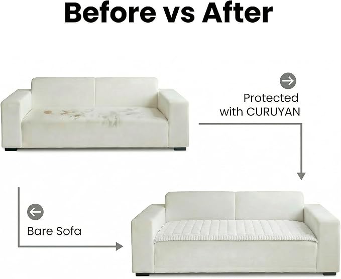 Non-Slip Sectional Couch Covers, Washable Pet Friendly Furniture Protector for Dogs Cats, Soft Thick Slipcover for L-Shaped Sofa (Sold by Piece, Not Set) (White, 27.6"x27.6") - Image 5