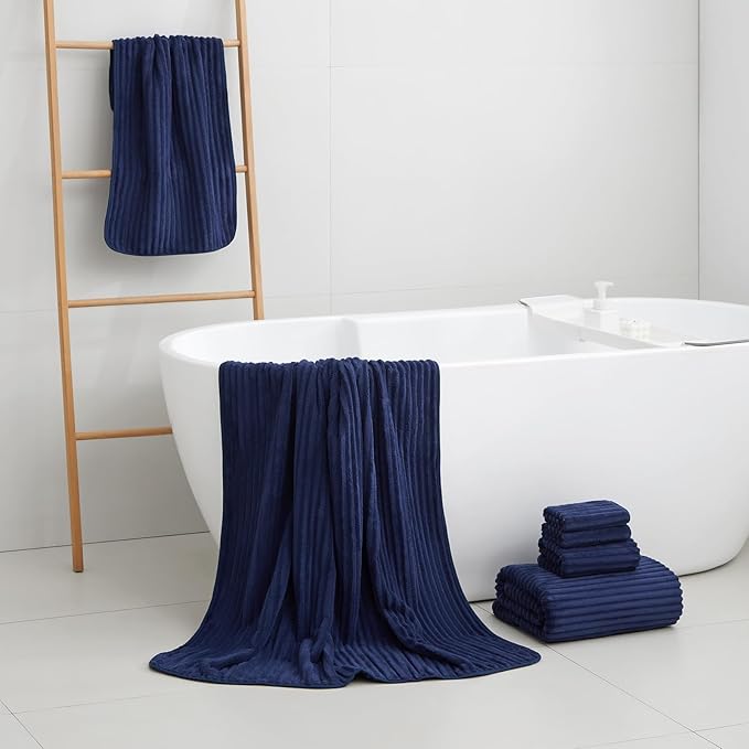 2 Piece Bath Sheets, 40"x80" Bath Towels, Navy Blue | Extra-large size, Quick dry, Highly Absorbent, Lint Free，shower towels for bathroom gym spa，Big and Tall users - Image 4