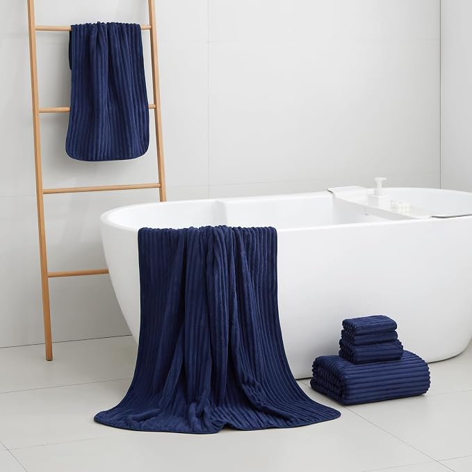 2 Piece Bath Sheets, 40"x80" Bath Towels, Navy Blue | Extra-large size, Quick dry, Highly Absorbent, Lint Free，shower towels for bathroom gym spa，Big and Tall users - Image 4