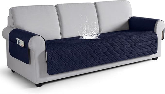 VANSOFY Waterproof Couch Cover for Pets, Dark Blue, 72.4" | Non-Slip, Washable, Utility Pockets, Pet Friendly, Furniture Protector Slipcover for 3 Cushion Plus Couch by VANSOFYFURNITURECOVERS