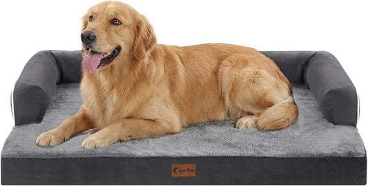 Orthopedic Dog Bed for Extra Large Dogs, 41x27in, Dark Grey | Orthopedic Foam Relieves Joint Pressure, Bolsters Supports Head And Neck, Washable Cover, Non-Slip Bottom by CasaPaw