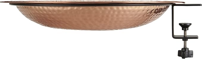 Pure Copper Metal Bird Bath with Deck Mount for Railing, Large 18" Diameter - Image 3